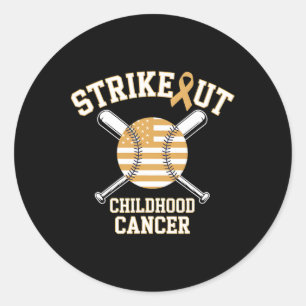 American Flag Strikeout Childhood Cancer Bysebyll Classic Round Sticker
