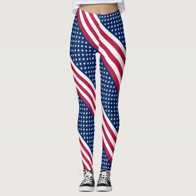American Flag stylise pattern Leggings (Front)