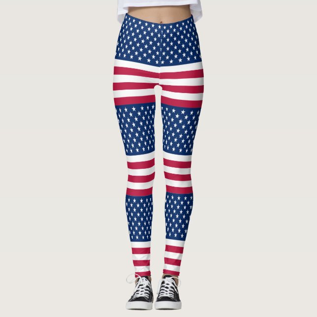 American Flag stylise pattern Leggings (Front)