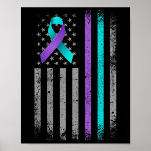 American Flag Suicide Prevention Awareness Ribbon Poster