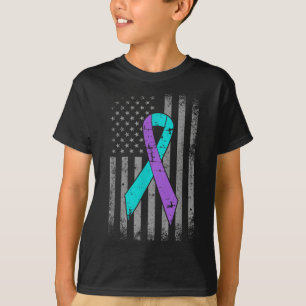 American Flag Suicide Prevention Awareness Ribbon T-Shirt