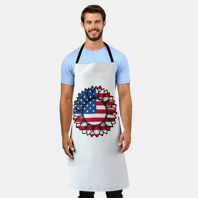 American Flag Sunflower-32222 Apron (Worn)