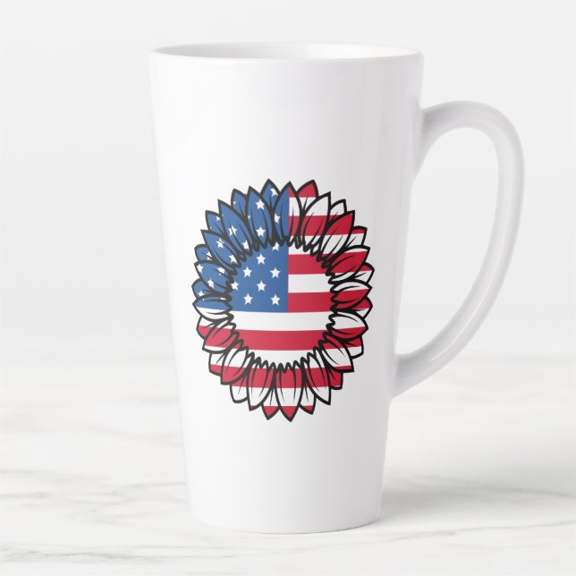 American Flag Sunflower-32222 Latte Mug (Right)