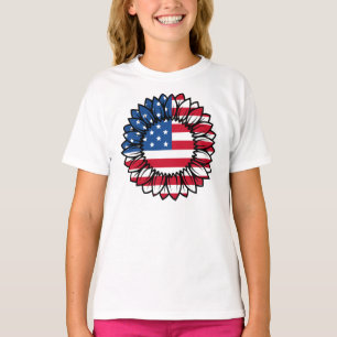 American Flag Sunflower-32222 T-Shirt
