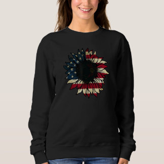 American Flag Sunflower America Patriotic 4th July Sweatshirt