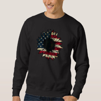 American Flag Sunflower America Patriotic 4th July Sweatshirt