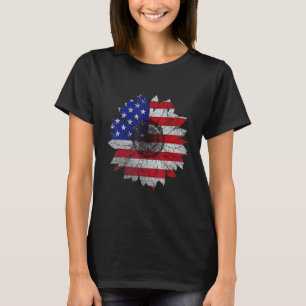 American Flag Sunflower Graphic Vintage 4th Of Jul T-Shirt