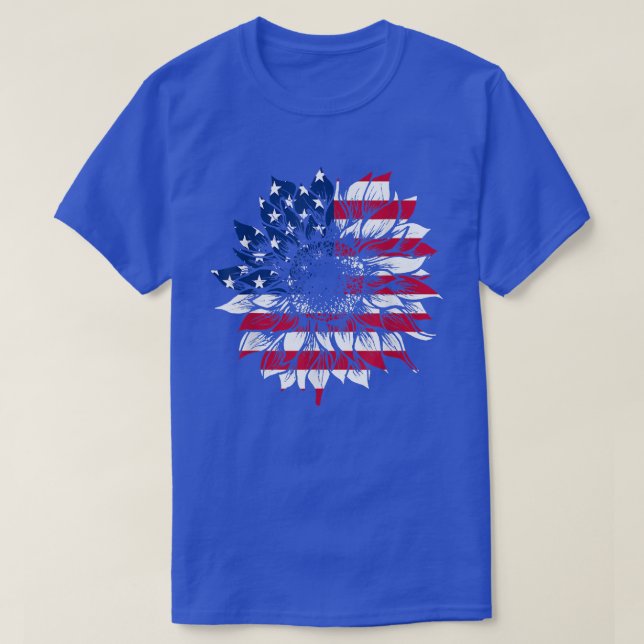 American Flag Sunflower Hippie  T-Shirt (Design Front)