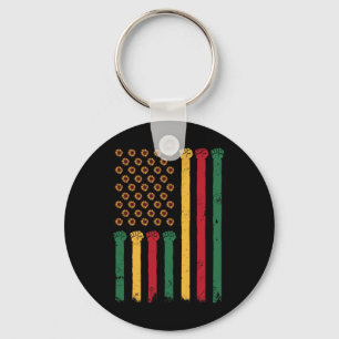 American Flag Sunflower Juneteenth Blm Black Histo Keychain