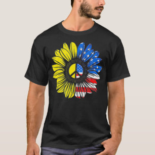 American Flag Sunflower Peace Sign 4th of July Usa T-Shirt