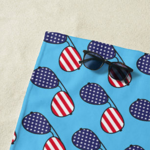 American Flag Sunglasses Beach Towel