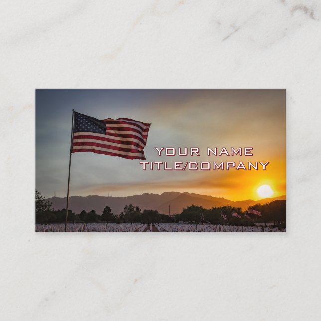 American Flag Sunset Nom de la société Carte de vi (Devant)
