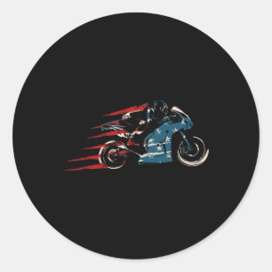American Flag Super Bike Moto Gp 4th Of July Dirt  Classic Round Sticker