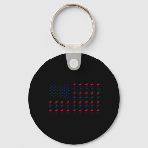 American Flag Super Bike Moto Gp 4th Of July Dirt Keychain