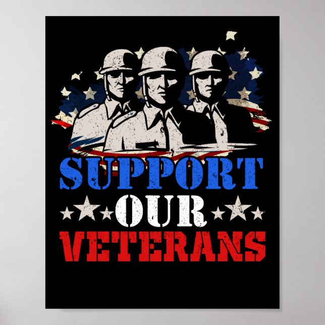 American Flag  Support our Veterans Poster (Front)