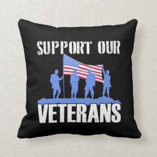 American Flag  Support our Veterans Throw Pillow