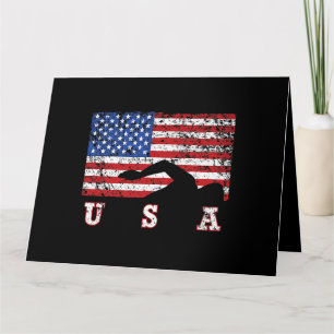 American Flag Swimming USA Gift Swim Team Premium Card