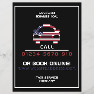 American Flag Taxi Cab Logo with Price List Flyer