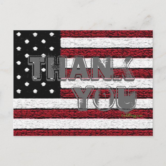 American Flag Thank You Postcard (Grey) (Front)