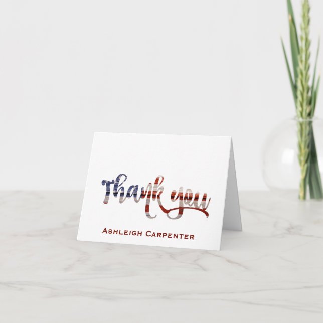 American Flag Thank You, Red White & Blue Thank You Card (Front)