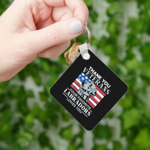American Flag Thank you Veterans Day Labradors Keychain