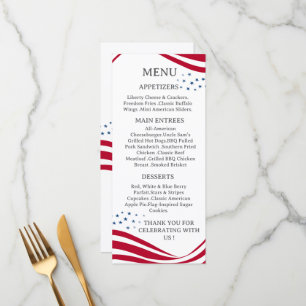American Flag Theme Menu Card