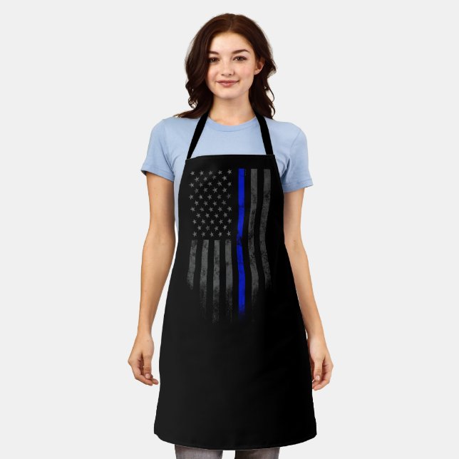 American Flag Thin Blue Line Apron (Worn)