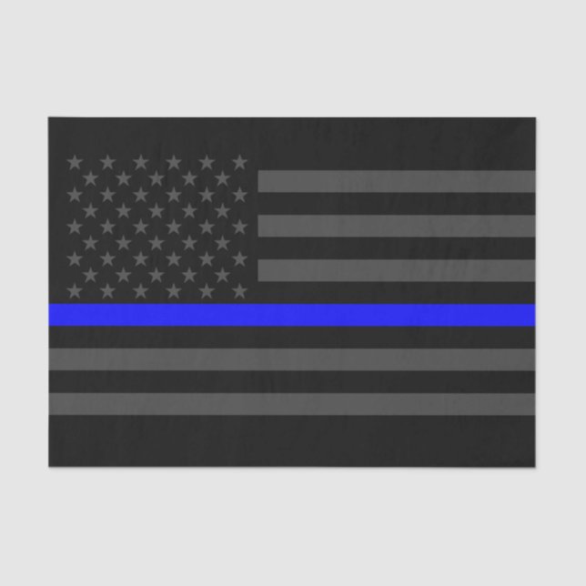American Flag Thin Blue Line Classic Symbol on Tissue Paper (Front)