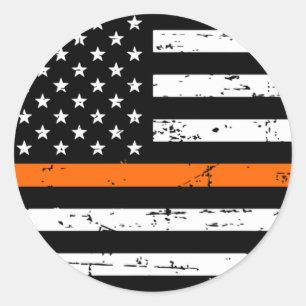 American Flag Thin Orange Line Classic Round Sticker