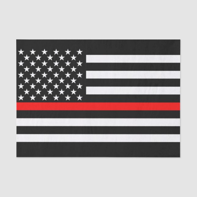 American Flag Thin Red Line Memorial Symbol on Tissue Paper (Front)