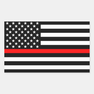 American Flag Thin Red Line Memorial Symbolic on Sticker