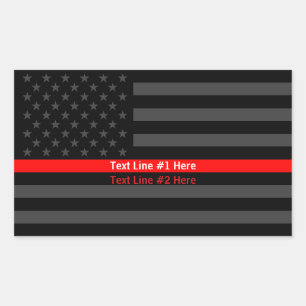 American Flag Thin Red Line Symbolic Your Text on Sticker