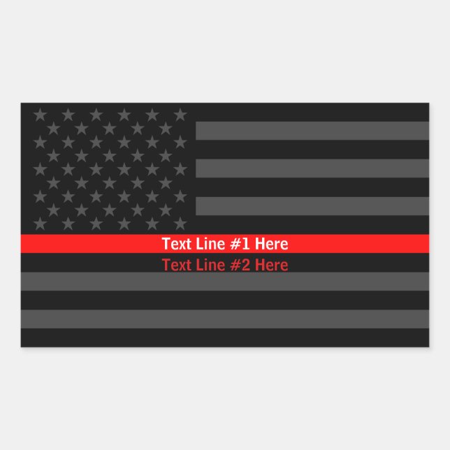 American Flag Thin Red Line Symbolic Your Text on Sticker (Front)