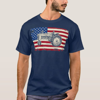American Flag Tractors Farm Vehicles Farming T-Shirt