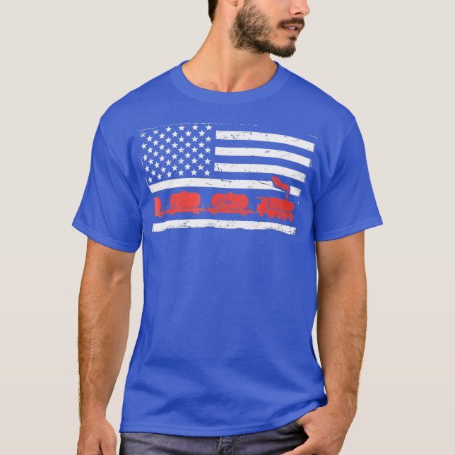 American Flag  Train Conductor T-Shirt (Front)