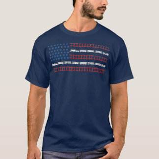 American Flag Train Lovers Railroad Locomotive T-Shirt