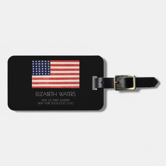 AMERICAN FLAG TRAVEL LUGGAGE TAG (Front Horizontal)