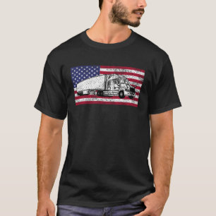 American Flag Truck Driver Distressed Big Rig T-Shirt