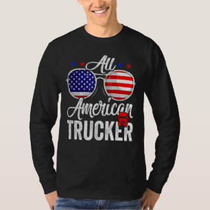 American Flag Trucker 4th Of July Patriotic Men Wo T-Shirt