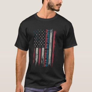American Flag Trucker Patriotic Semi Commercial Tr T-Shirt