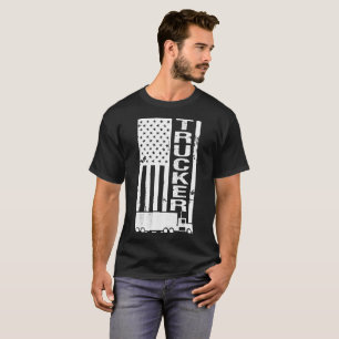 American Flag Trucker Stressed T-Shirt