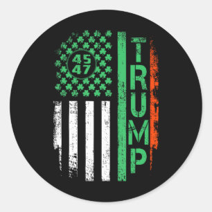 American Flag Trump 45 47 St Patrick's Day Irish S Classic Round Sticker