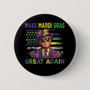 American Flag Trump Make Mardi Gras Great Again  2 Inch Round Button