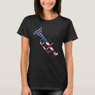 American Flag Trumpet Brass Musical Instrument Cla T-Shirt
