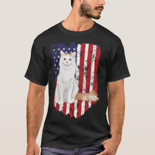American Flag Turkish Van 4th Of July Cat T-Shirt