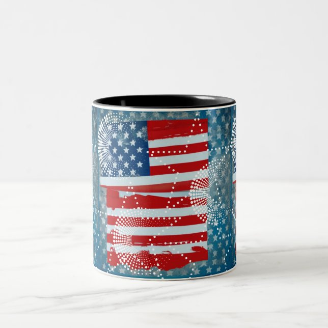American Flag Two-Tone Coffee Mug (Center)