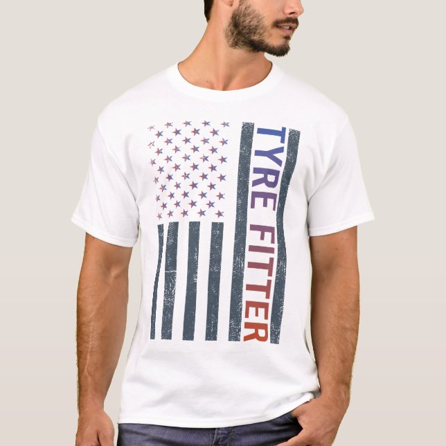 American Flag - Tyre Fitter T-Shirt (Front)