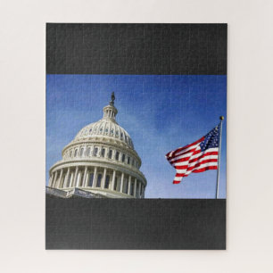 American Flag & U.S. Capitol Patriotic USA Pride Jigsaw Puzzle