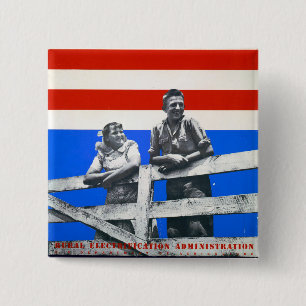 American Flag Unedited Vintage Photos USA Old Aest 2 Inch Square Button