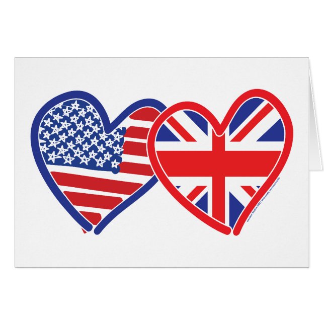 American Flag/Union Jack Flag Hearts (Front Horizontal)